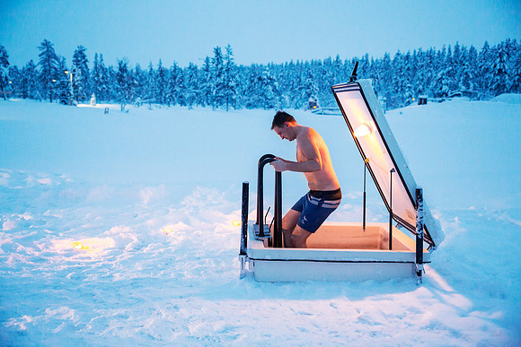 Kakslauttanen ice swimming